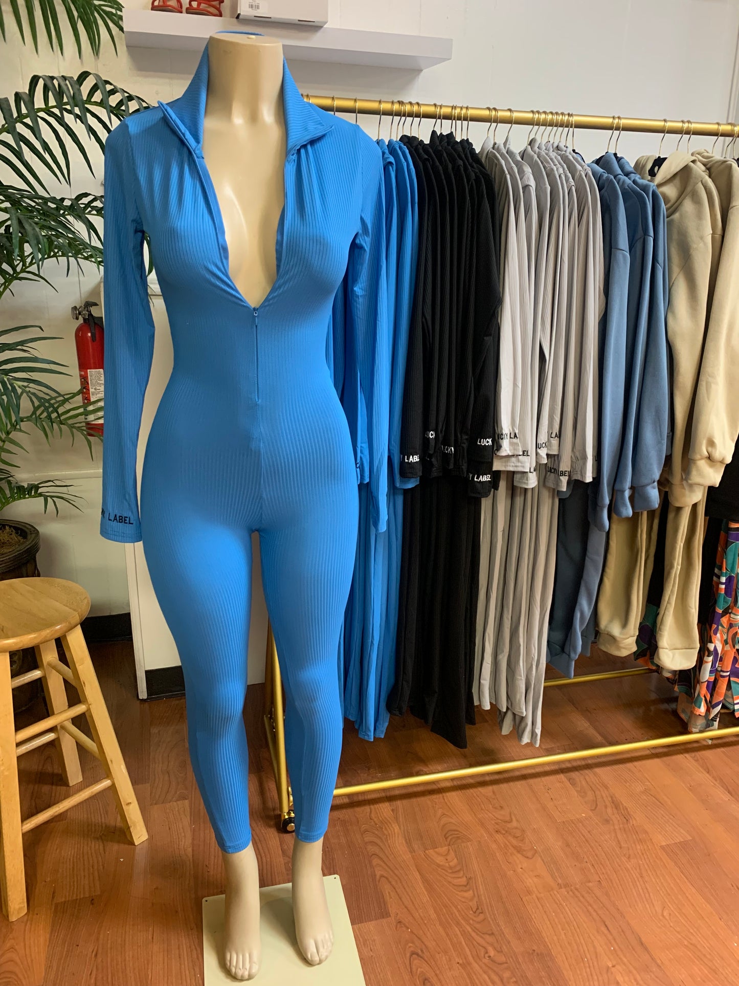 Lucky Label Jumpsuit (Blue)