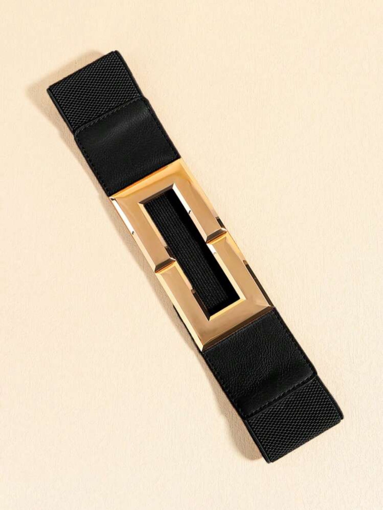 Elastic Gold Buckle Waist Belt