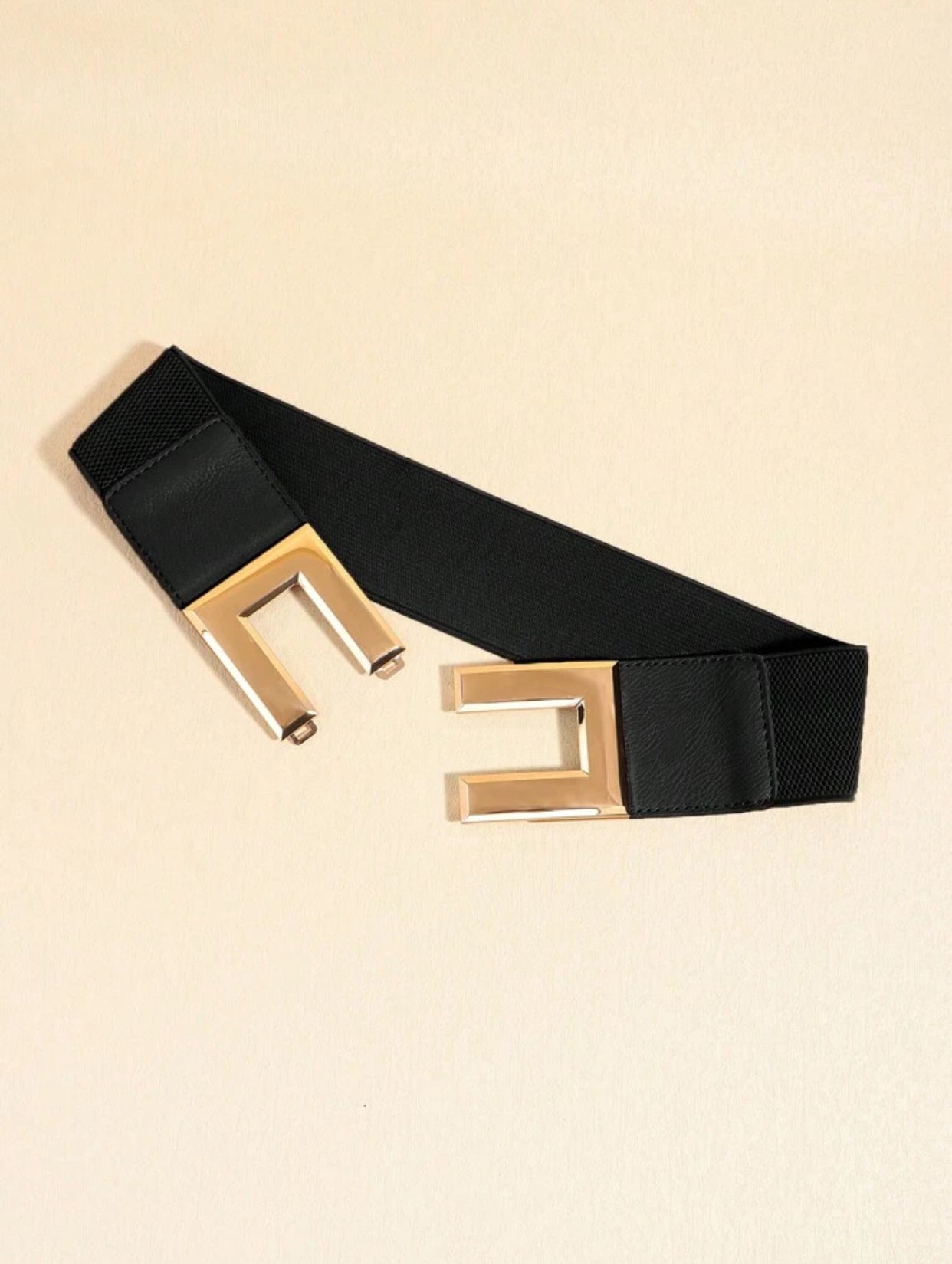 Elastic Gold Buckle Waist Belt