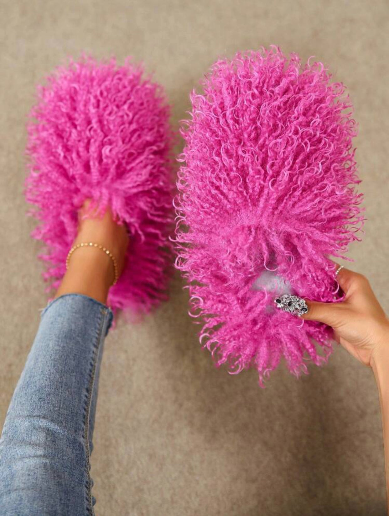 Pink Fur Slides