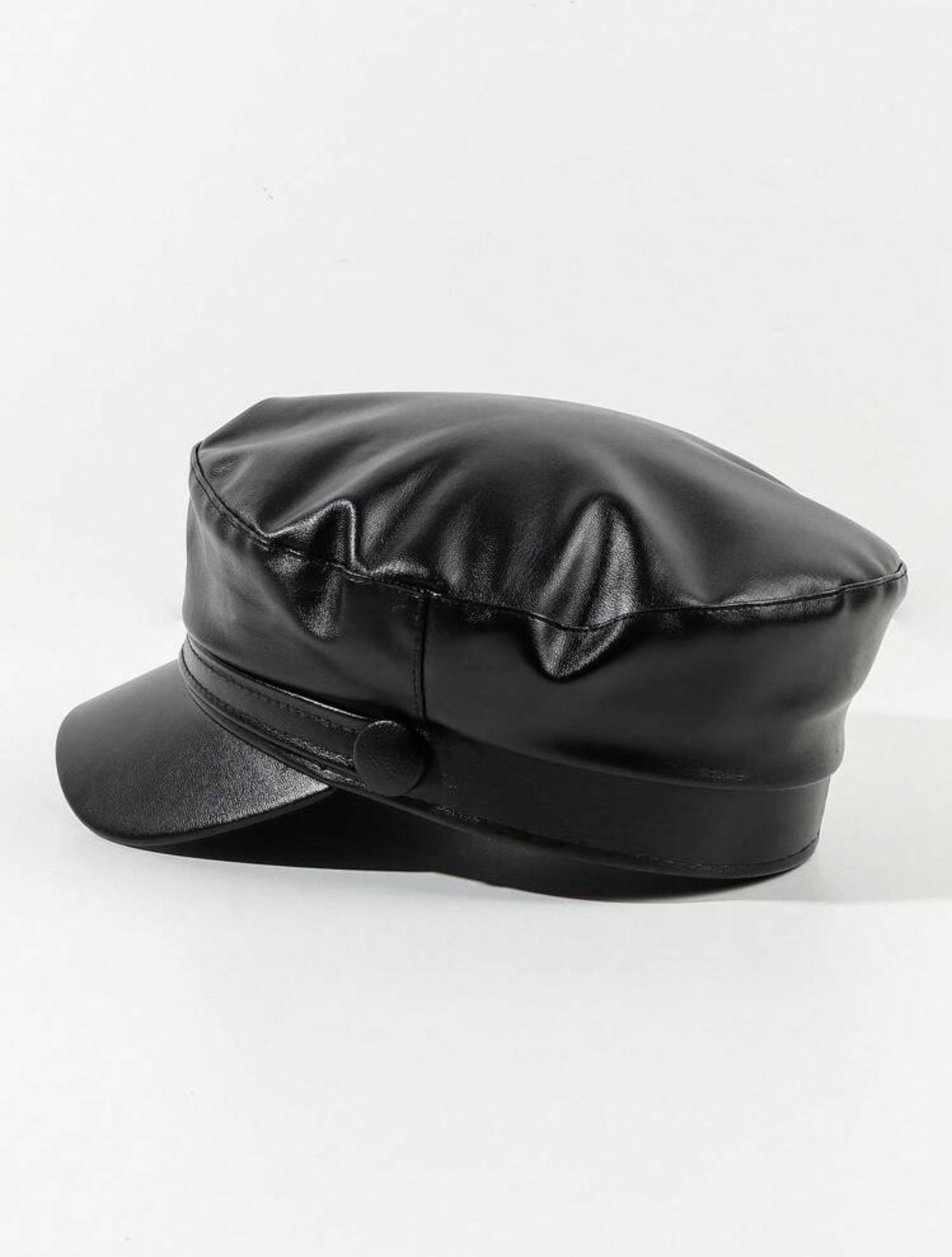 Faux Leather Brim Hat