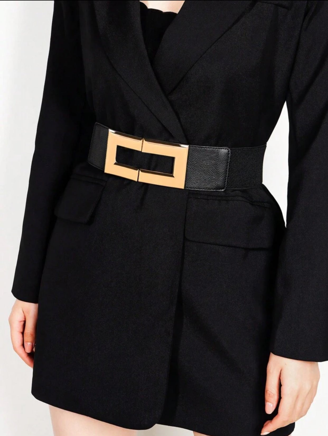 Elastic Gold Buckle Waist Belt