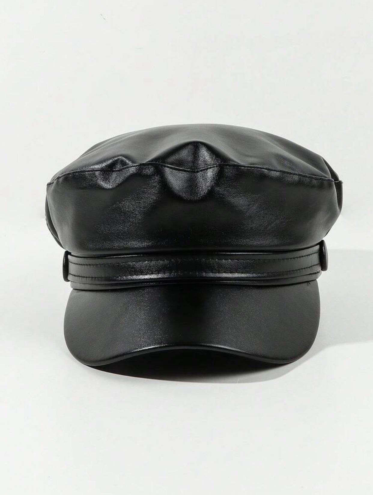 Faux Leather Brim Hat