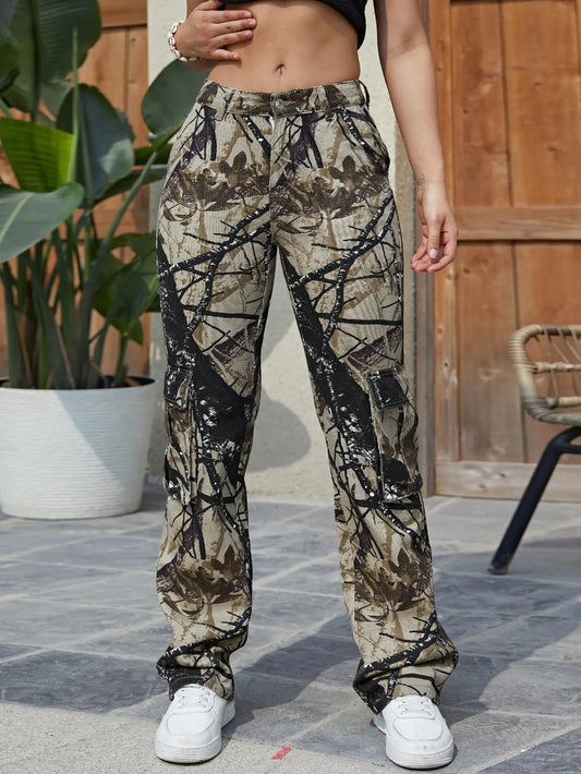 Loose Fit Camo Print Pants